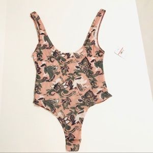 Free People XS Pink Floral Bodysuit NWT